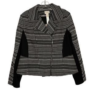 Chico’s Stripe Texture Moto Jacket Womens Size L Black White NEW Career Office